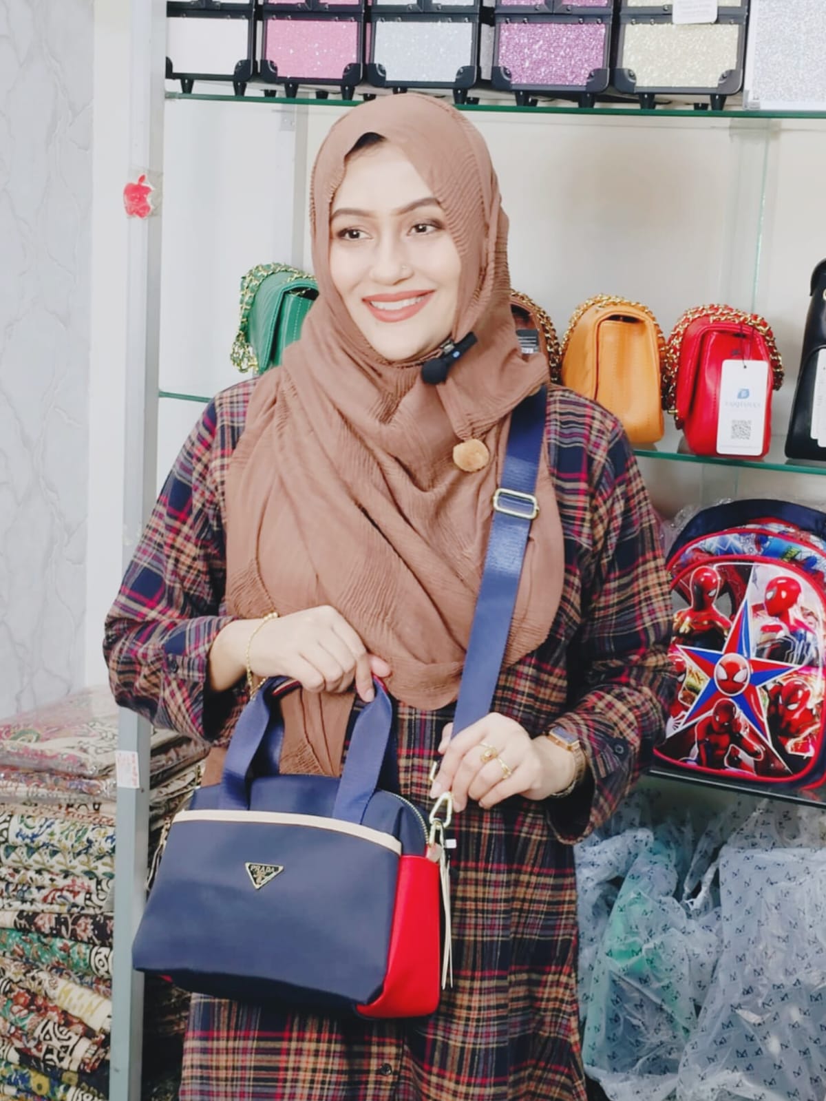PRADA Hand Bag with long belt - 10.5" X 8.5"