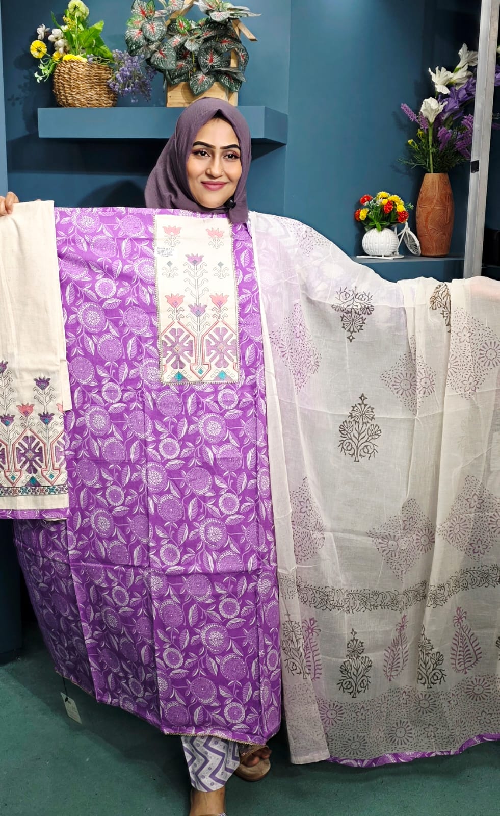 RUHITA KATHA LINING FANCY PRINT COTTON THREE PIECE