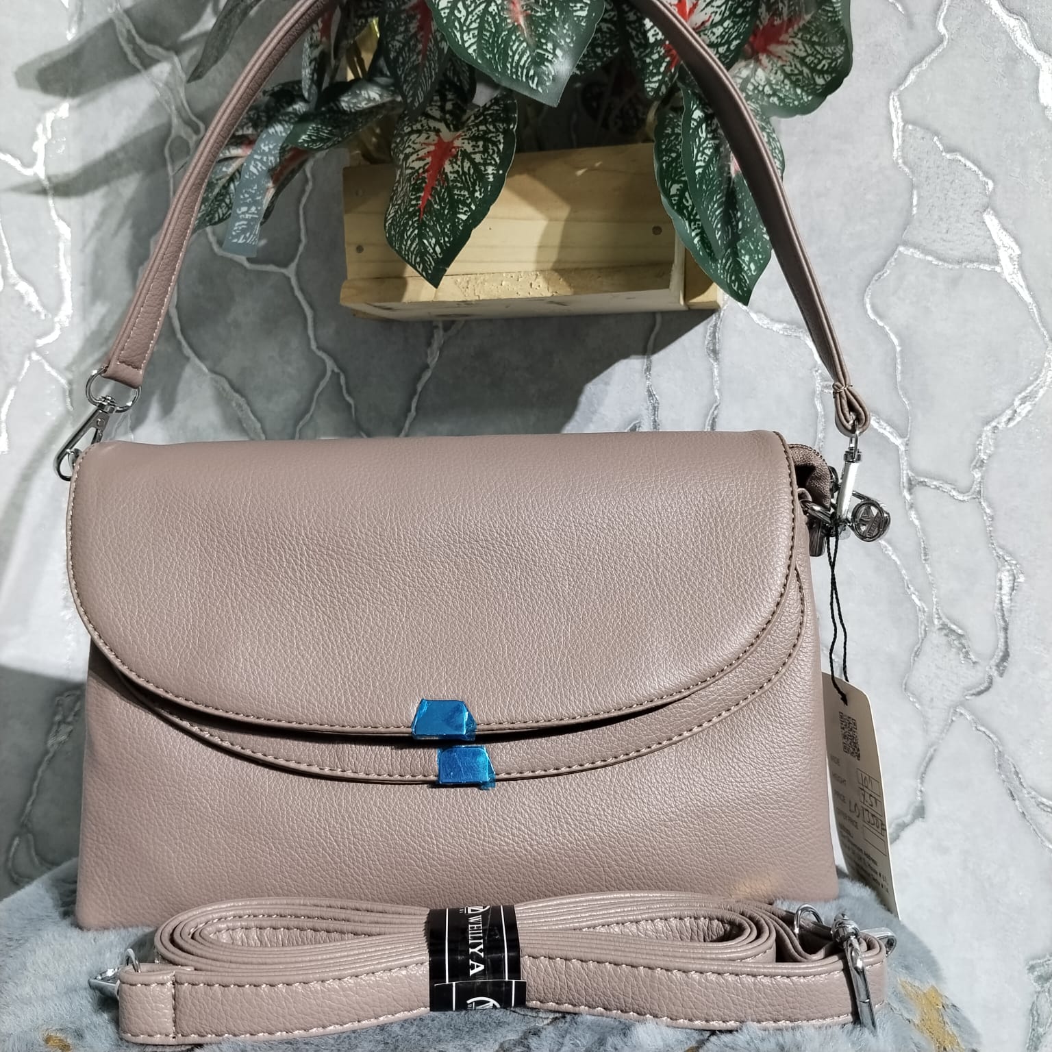 WEILIYA Brand Luxurious Crossbody Belt Bag – Mauve (Mov) Leather (10x7.5")