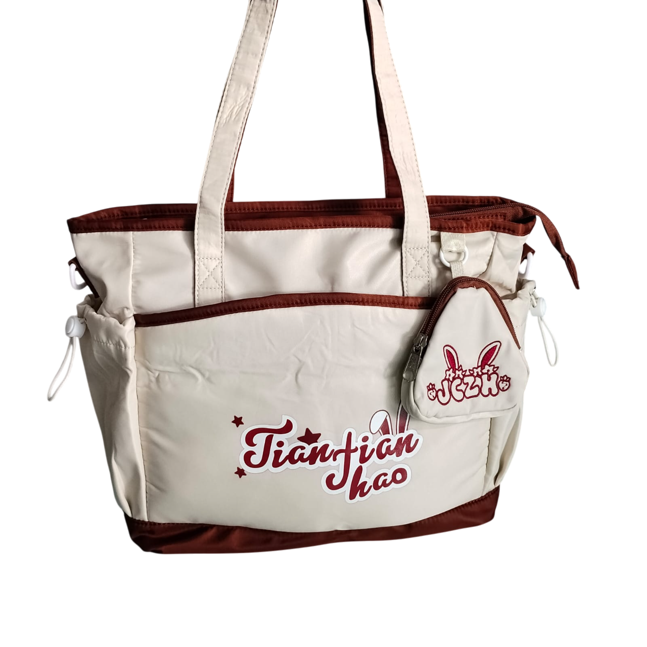 Tiantian Hao Fabric Shoulder Bag with Long Belt – (12.5"x12.5")