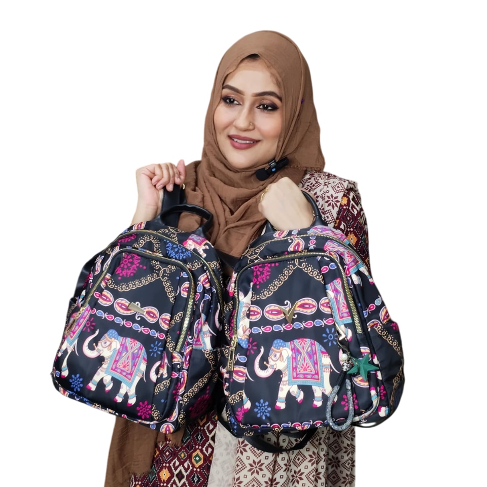 Printed Fabric Backpack – Trendy, Lightweight & Durable (14" x 11")