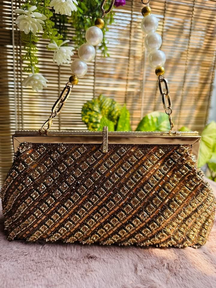 Stone Party Bag Gold Color