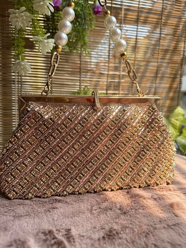 Stone Party Bag Champagne Gold Color